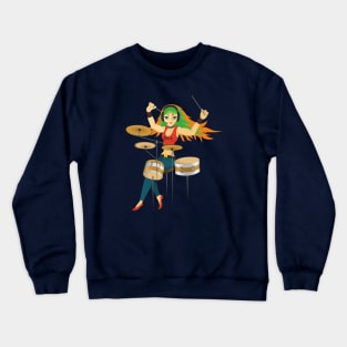 Girl playing drums Crewneck Sweatshirt